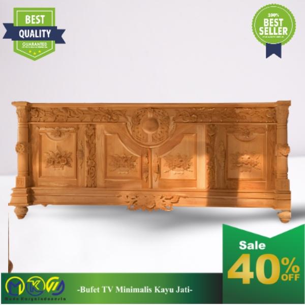 Gambar Almari bufet ukir bulan kayu jati furniture mebel jepara - BELUM WARNA, 150 x 50 x 85 dari MUDA KARYA INDONESIA undefined Tokopedia
