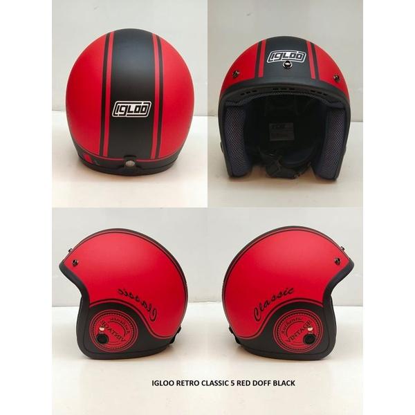 Gambar Helm Bogo / Helm Retro / Helm Igloo Motif Classic - C5 Reddof/blck dari HELMKITAKITA undefined Tokopedia