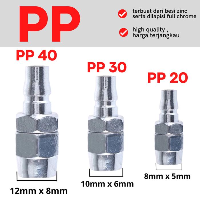 Gambar Quick Coupler Plug Sambungan Selang Kompresor Angin SATUAN - PP, 20 dari Mentari Central undefined Tokopedia