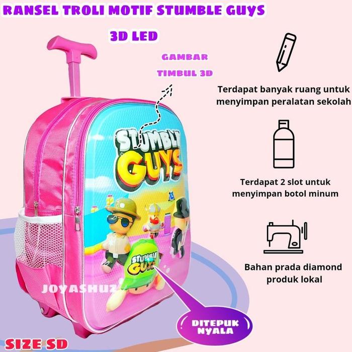 Gambar Tas Sekolah Troli Anak Karakter Stumble Guys Gratis Bonus - Ransel - Pink+Pensil dari ud.chan 78 undefined Tokopedia
