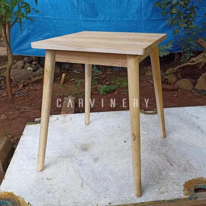 Gambar Meja Makan Kayu Jati, Cafe Table Minimalis, Meja Restoran Retro - 60x60 dari Carvinery undefined Tokopedia