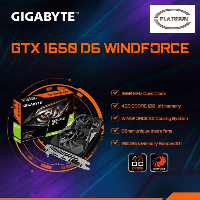 Jual Gigabyte VGA GV-N1656WF2OC-4GD GeForce GTX 1650 D6 WINDFORCE