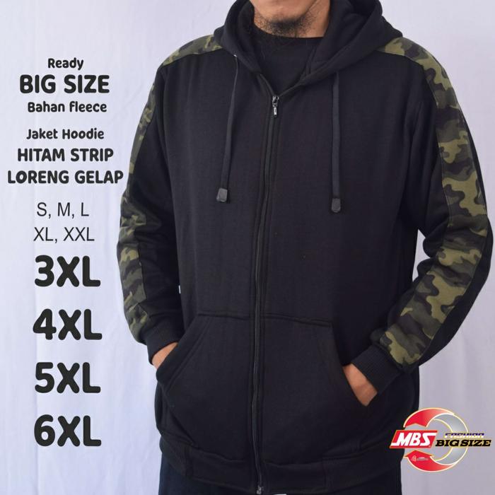 Gambar Jaket hoodie loreng hitam big size pria S, M, L-6XL - Loreng 1, S dari JM_Oudfit undefined Tokopedia