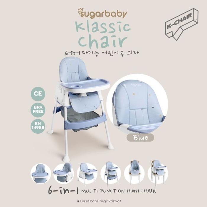 Gambar Sugar Baby - Klassic Chair High Chair 6in1 Kursi Makan Bayi - blue dari BUNDA MEL undefined Tokopedia