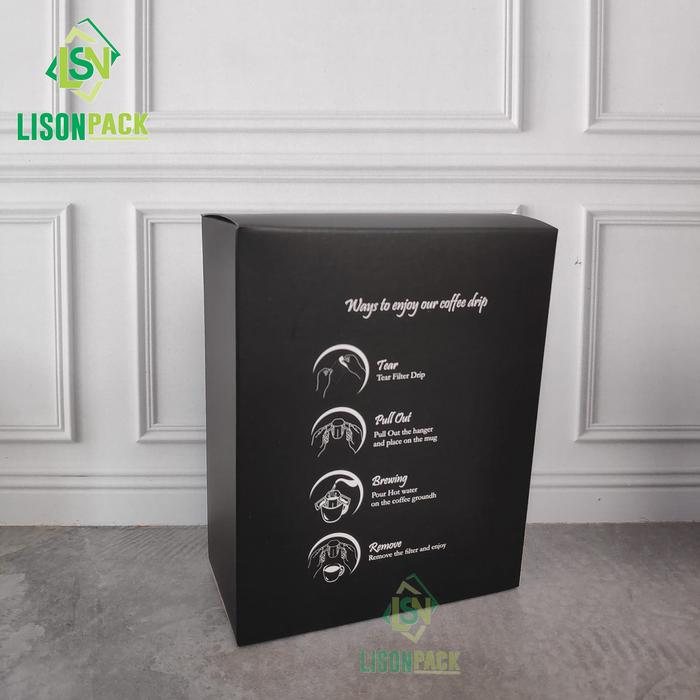 Gambar Kemasan Box Coffee | Box Drip Sachet | Box Sachet | Box Warna Terbaru - Hitam dari Lison Pack undefined Tokopedia