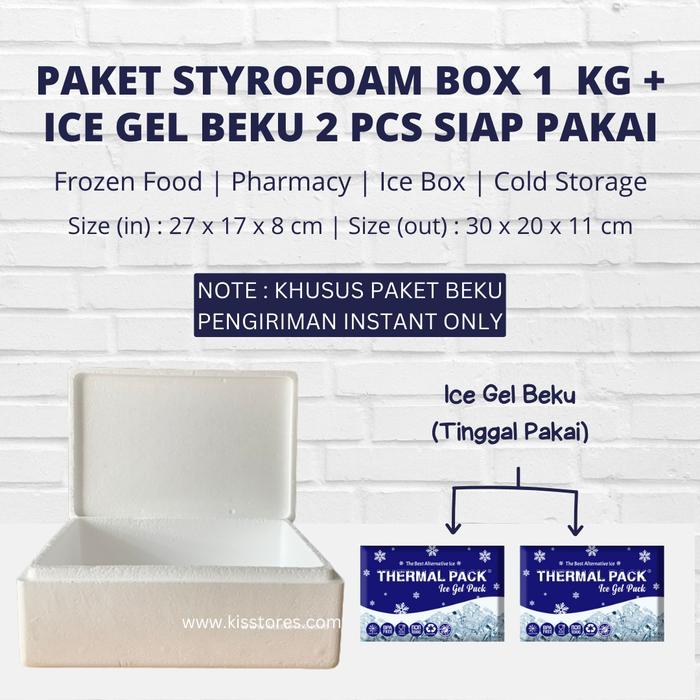 Gambar Styrofoam 1kg / styrofoam box 1 kg / sterofoam gabus dan ice gel - STY+ICEGEL BEKU dari kisstores_NEW undefined Tokopedia