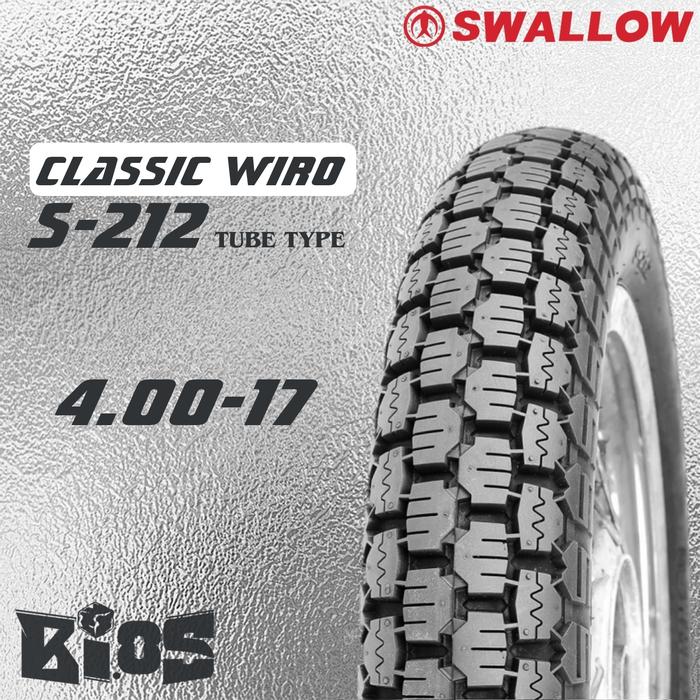 Gambar BAN SWALLOW WIRO CLASSIC S-212 TUBETYPE BAN MOTOR CUSTOM RING 17 & 18 - 4.00-17 dari BLack Iced undefined Tokopedia