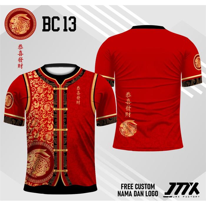 Gambar imlek kaos jersey cheong sam pria gong xi fa cai shio kelinci - Merah, XS dari jmxfactory undefined Tokopedia