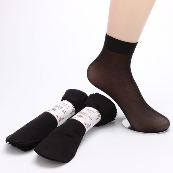 Gambar KST2-Kaos Kaki Stocking Pendek Wanita Bahan Tipis Warna Kulit & Hitam - Hitam dari BENTENG STORE undefined Tokopedia
