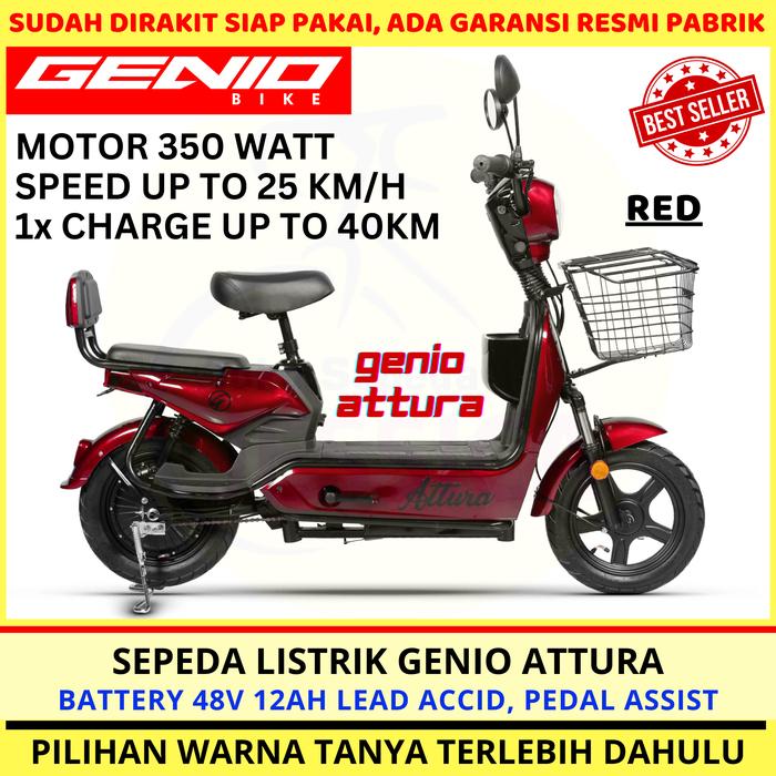 Gambar Sepeda Motor Listrik Genio Attura 350 Watt Electric by United Bike - RED dari Toko Sepeda Jessica undefined Tokopedia