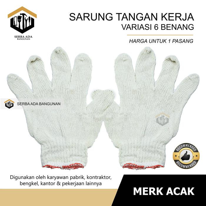 Gambar Sarung Tangan 6 Benang Putih /Safety Gloves Proyek Sarung Tangan Kerja - S.TANGAN 6 BNG dari Ika1offc Shop undefined Tokopedia