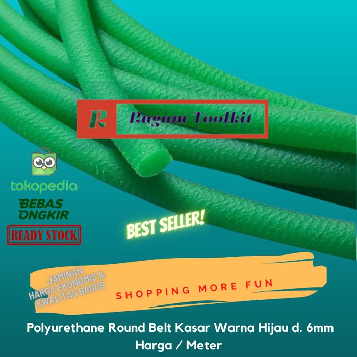 Jual Polycord / Round Belt PU 6mm import / Green Bancord PU 6mm Meteran Jakarta Utara Ragam