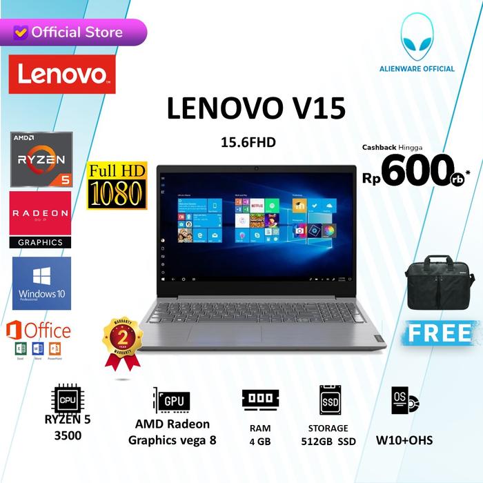 Promo LENOVO V15 RYZEN 3500 4GB 512SSD VEGA8 W10+OHS 2YR