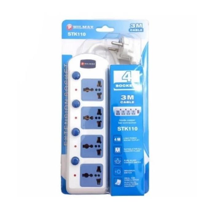 Gambar PHILMAX extension universal 6way 3meter/stop kontak/terminal kabel - 4 LUBANG dari Subur Elektrikal undefined Tokopedia