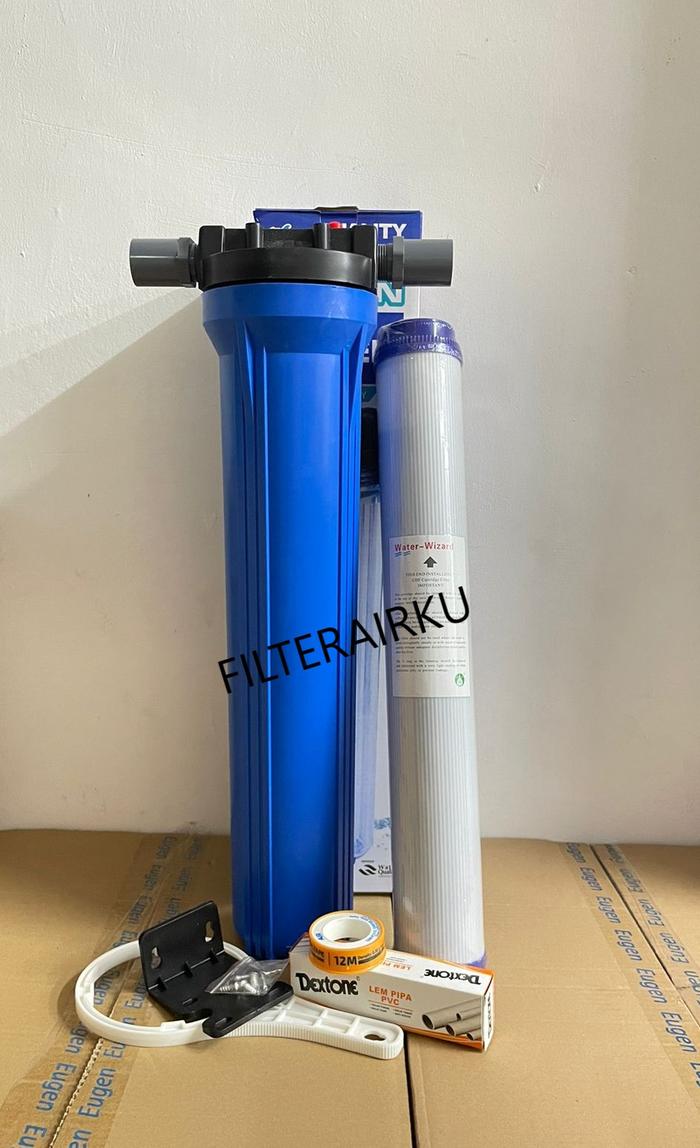 Gambar Paket FIlter Air 20" Solid Blue Drat Plastik Housing + GAC - Komplit dari Filterairku Jakarta undefined Tokopedia