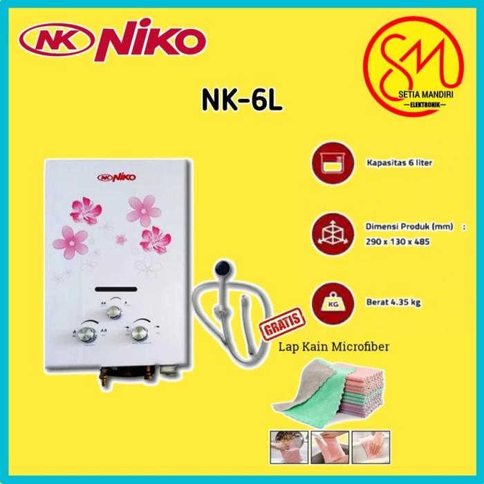 Gambar NIKO Gas Water Heater Digital LED 6 Liter Pemanas Air Mandi NK-6LDN - NK-6LN non LED dari Setia Mandiri Elektronik undefined Tokopedia