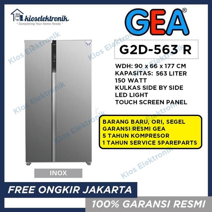 Gambar GEA G2D-563 Kulkas Side by Side INVERTER G2D563 -Stainless/Black Glass - Abu-abu dari Kios Elektronik undefined Tokopedia