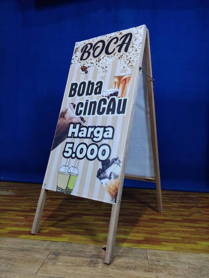 Gambar STANDING BANNER /RANGKA BANNER KAYU SEGITIGA CUSTOM UKURAN - RANGKA + BANNER, 40x80 dari Joyo Baru Project undefined Tokopedia