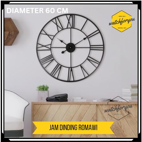 Promo JAM DINDING BESAR UNIK ANGKA ROMAWI VINTAGE GAYA EROPA DIY 60CM