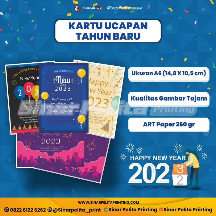 Gambar Kartu Ucapan Tahun Baru 2023 | New Year Card | Thanks Card | Gift Card dari Sinar Pelita Printing undefined Tokopedia