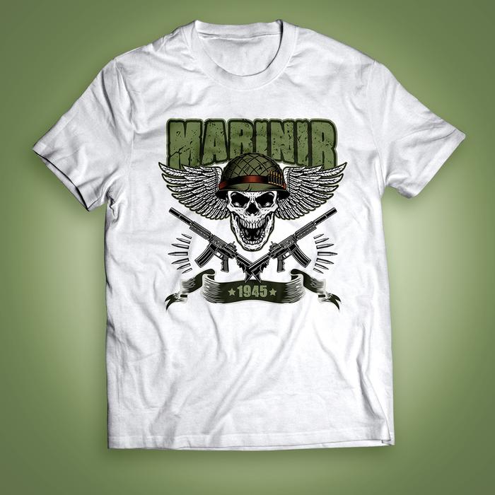 Gambar Baju Kaos Marinir tengkorak - Putih, S dari Doc and Boy undefined Tokopedia