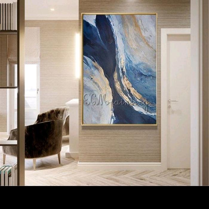 Gambar lukisan abstrak gold minimalis - Biru, 50x70 cm dari akhtar art undefined Tokopedia