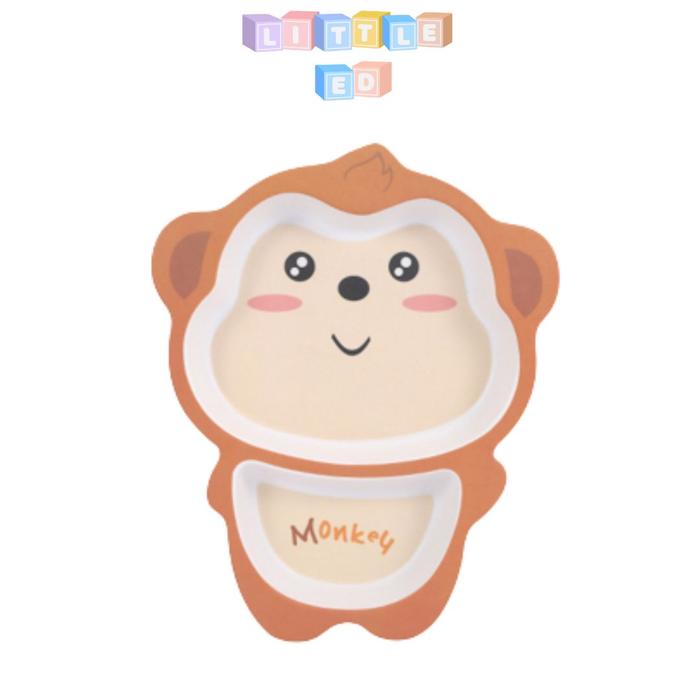 Gambar Little Ed - Piring Bamboo Fiber Children Motif Binatang Animal Themes - monkey dari Little Ed Baby Shop undefined Tokopedia