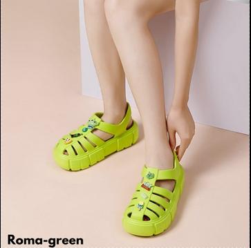 Gambar Sandal Baim Wanita Desain Popular Kece Tinggi Bahan Rubber Import Roma - GREEN, 37-38 dari Original TPI undefined Tokopedia