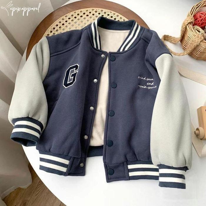 Gambar Jaket Distro Varsity Anak Cowok Cewek Model Bomber Baseball Tulisan G - Navy, 2 dari epixapparel undefined Tokopedia