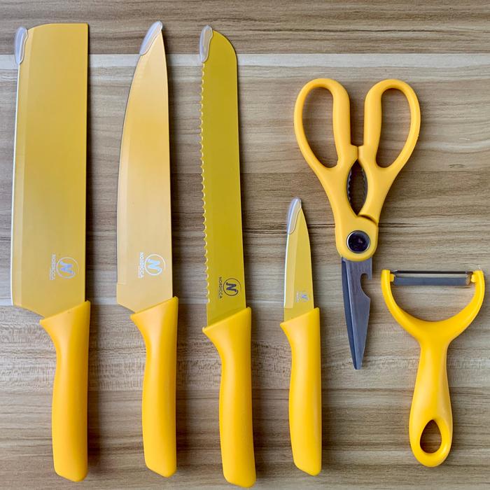 Gambar Pisau Dapur Warna Kuning 1 Set Isi 6 pcs Nordicca - Kuning dari Nordicca Kitchenware undefined Tokopedia