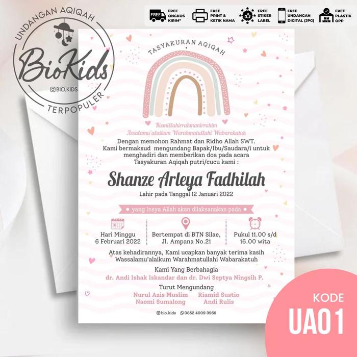 Gambar [18 Desain Favorit] Undangan Aqiqah Tema Bayi Perempuan Uk. 11x15 cm - UA01 dari biokids undefined Tokopedia
