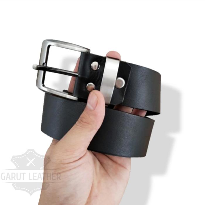 Gambar Sabuk Kulit Pria/Ikat Pinggang Pria Kulit Asli/Ikat Pinggang Jumbo - Hitam, S/100cm dari Garut Leather Store undefined Tokopedia