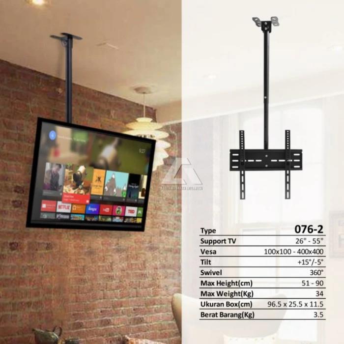 Gambar Bracket tv ceiling gantung plafon 26" - 55" inch CB762 import - 32 - 55 inch dari Luxury Tokopedia undefined Tokopedia