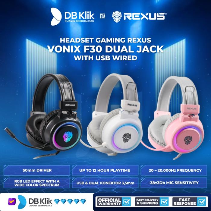 Headset Gaming Rexus Vonix F30 Dual Jack With USB Wired