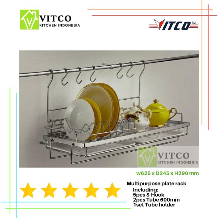 Gambar Multipurpose Plate Rack VITCO / Rak Piring Gelas Teko Serbaguna - Steel Chrome dari Vitco Kitchen ID undefined Tokopedia