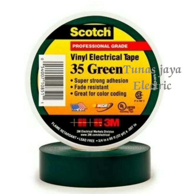 Gambar Isolasi 3M Scotch 35 Vinyl Electrical Tape (Varian Warna) - Hijau dari Tunas Jaya Electric undefined Tokopedia