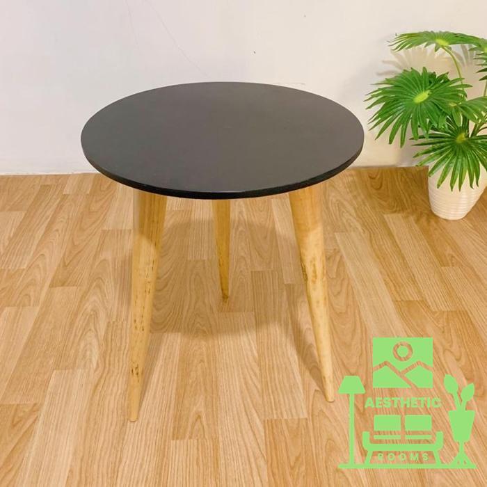 Gambar Meja Candy Meja Bulat Kayu Minimalis Dekorasi Rumah Murah Limited - Hitam, 1 meja dari Aesthetic Rooms undefined Tokopedia