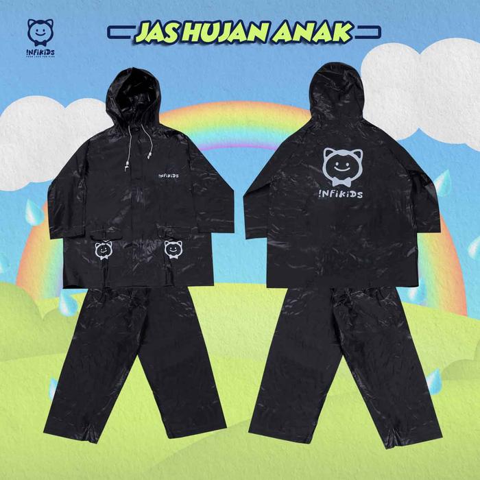 Gambar Jas Hujan Mantel Setelan Baju Celana Anak Umur 6 7 8 9 10 11 12 Tahun - Hitam dari Hervinstore undefined Tokopedia