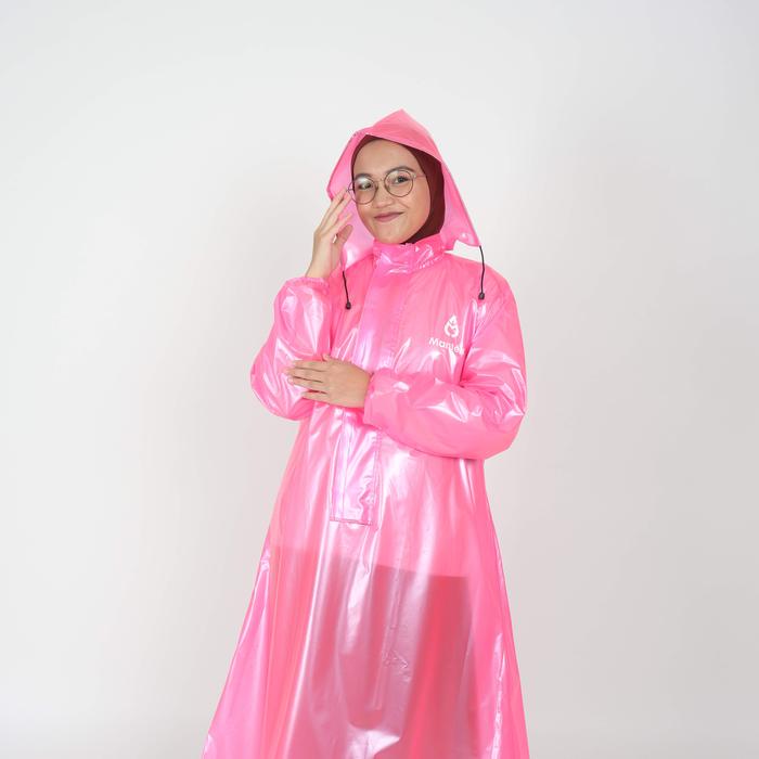 Gambar Jas mantel hujan wanita dewasa Ponco Gamis terusan hijaber syar i PVC - Pink dari Homeshopping Store undefined Tokopedia