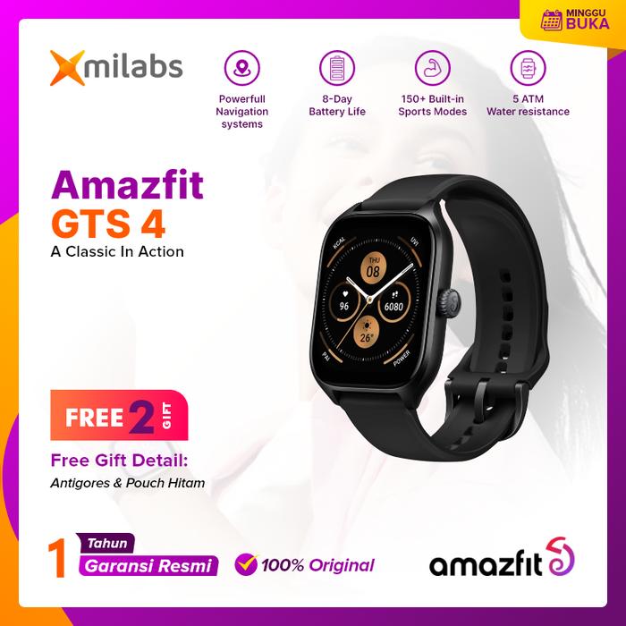 Gambar Amazfit GTS 4 Smartwatch 1.75’’ AMOLED GPS 150+ Sports Modes Zepp OS - Infinite Black dari Xmilabs undefined Tokopedia