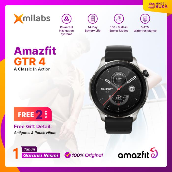 Gambar Amazfit GTR 4 Smartwatch Bluetooth Call GPS SpO2 150+ Sports Modes - Black dari Xmilabs undefined Tokopedia