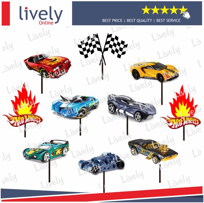Gambar 10 pcs Topper Hiasan Cupcake HOTWHEELS - HOTWHEELS 01 dari Lively Online Store undefined Tokopedia