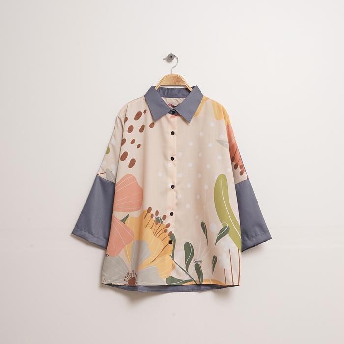 Gambar Baju Atasan Wanita terbaru baju kerja putih blus wanita Olandra Blus - Abu-abu dari AndreaID undefined Tokopedia