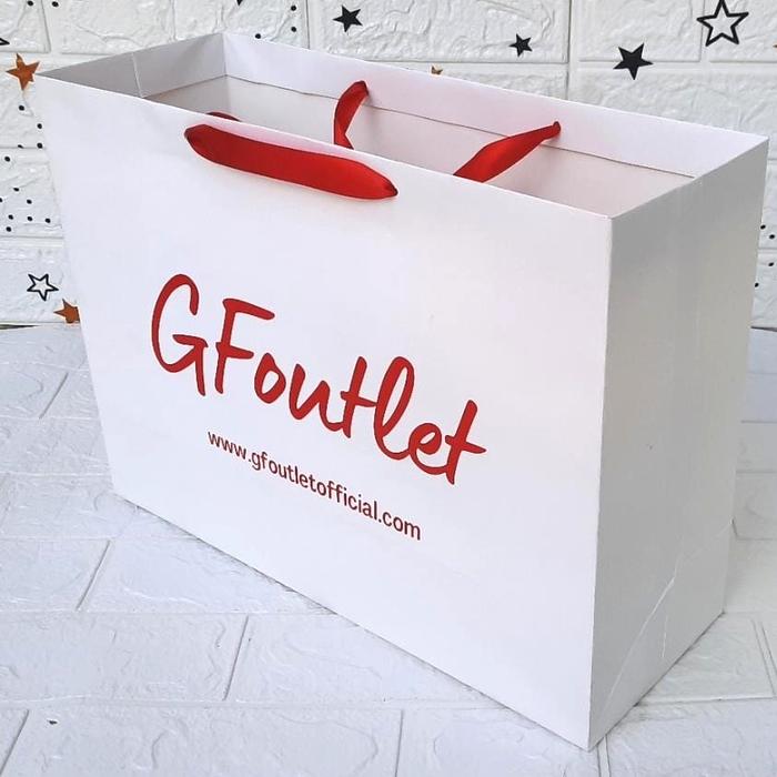 Gambar paper bag putih plus sablon besar bahan ivory 260gsm tali kur - puth 1sisi 1wrn dari Garudastores undefined Tokopedia