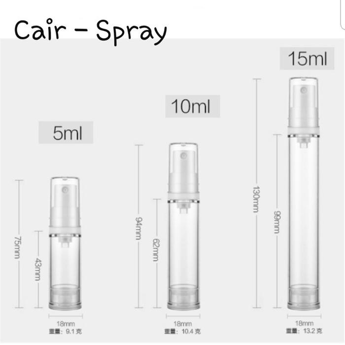 Gambar Botol Airless Pump 5ml 10ml 15ml Botol Spray Botol Gel Lotion - Botol Srpay, 5ml dari Majularis88 undefined Tokopedia