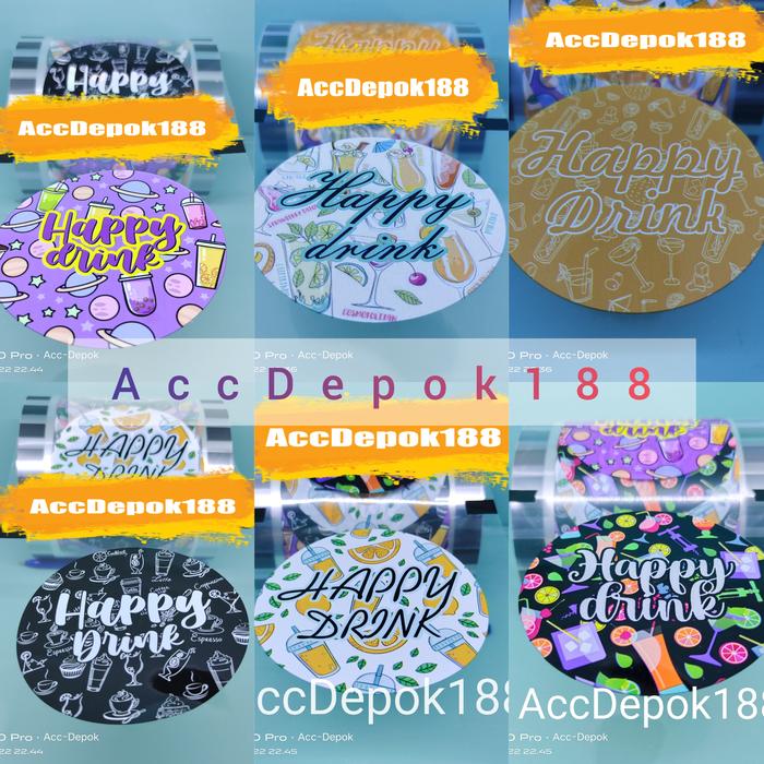 Gambar PLASTIK LID CUP SEALER CUP POLOS KARTUN BUAH SUKHAKU PLASTIK SEAL - HAPPY DRINK, 1200 Cup dari ACC DEPOK undefined Tokopedia