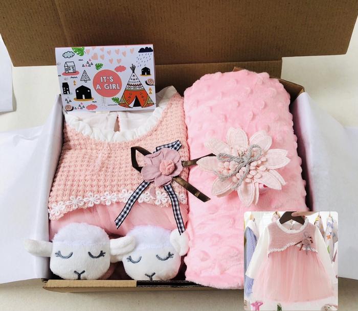 Gambar HAMPERS BABY GIRL / HADIAH BAYI / KADO BAYI / KADO LAHIRAN - Rose pink, Box+kertas kado dari littlehoneybeee undefined Tokopedia