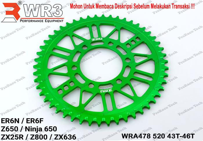 Gambar Gear Racing Belakang WR3 WRA478-520 ER6N / ZX6R / Z800 / Z900 - Hijau, 44 dari ProRace Tech undefined Tokopedia