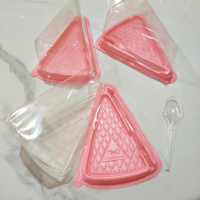 Gambar Mika segitiga warna pink ,putih and hitam +sendok isi 25set - pink dari Mika Jf undefined Tokopedia