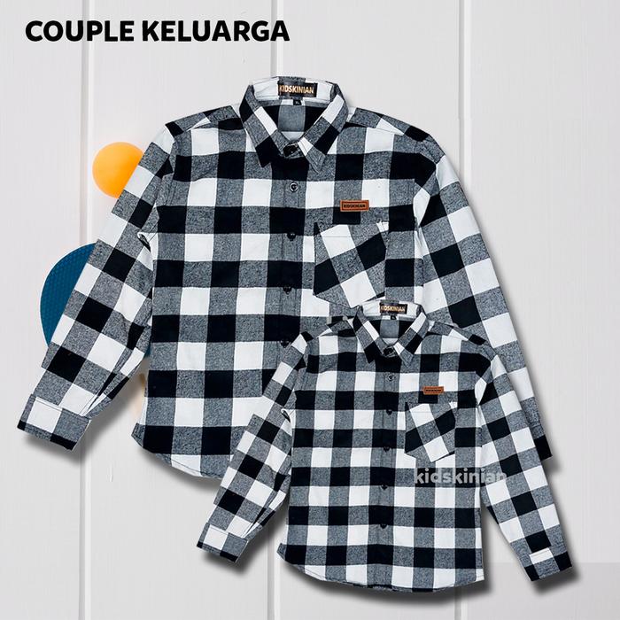 Gambar Baju Kemeja Couple Set Keluarga Ibu Ayah Anak Lengan Panjang Flanel - 03 HITAM PUTIH, DEWASA L dari griya_peni60 undefined Tokopedia